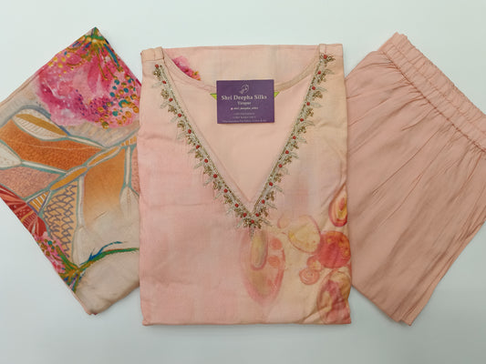 Pure Muslin Peach Set Premium Party Wear