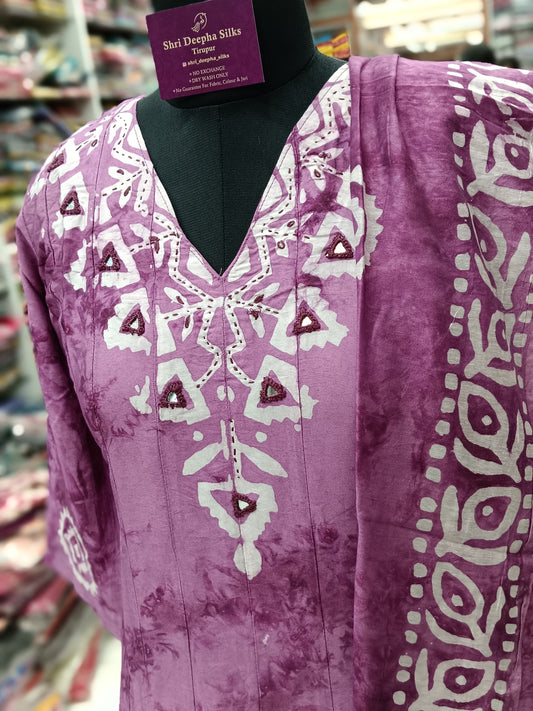 Premium Party Wear Anarkali V Neck Mirror Work Set