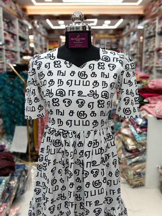 Tamizhi Midi - White Tamil letters budget midi
