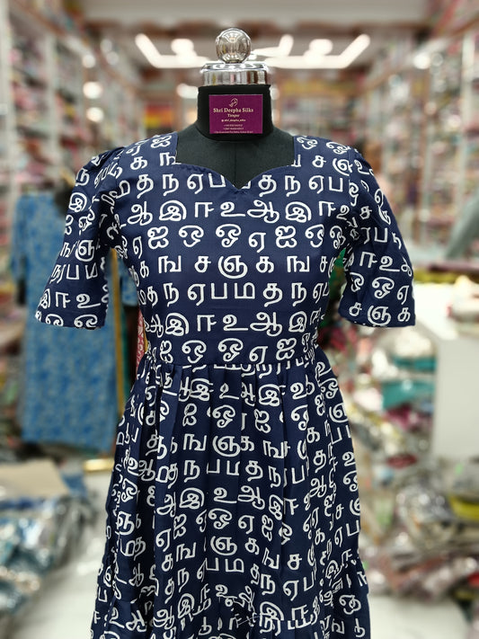 Tamizhi Midi - Navy Blue Tamil letters budget midi