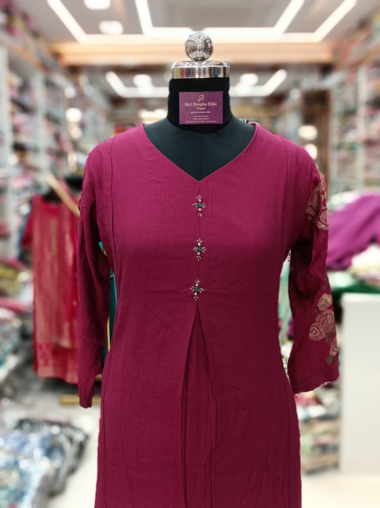 Wrinkle Plain Wine Sequence Co-Ord Set WPC06