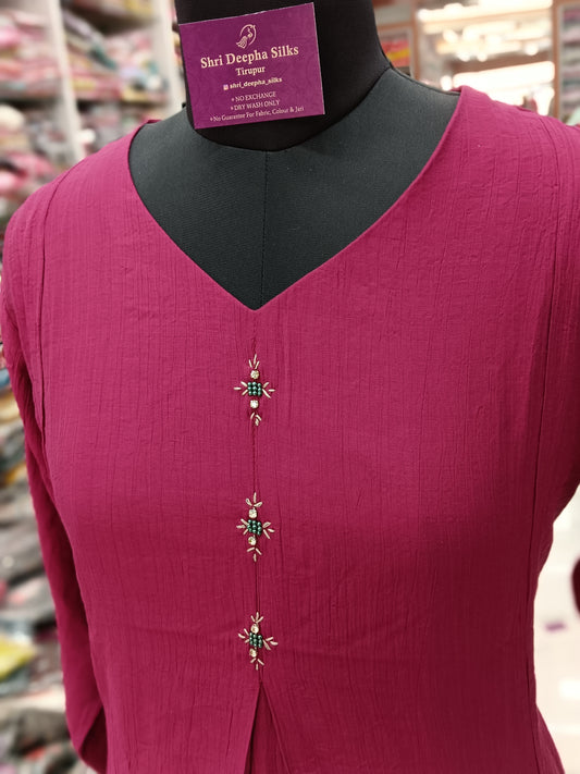 Wrinkle Plain Wine Sequence Co-Ord Set WPC06