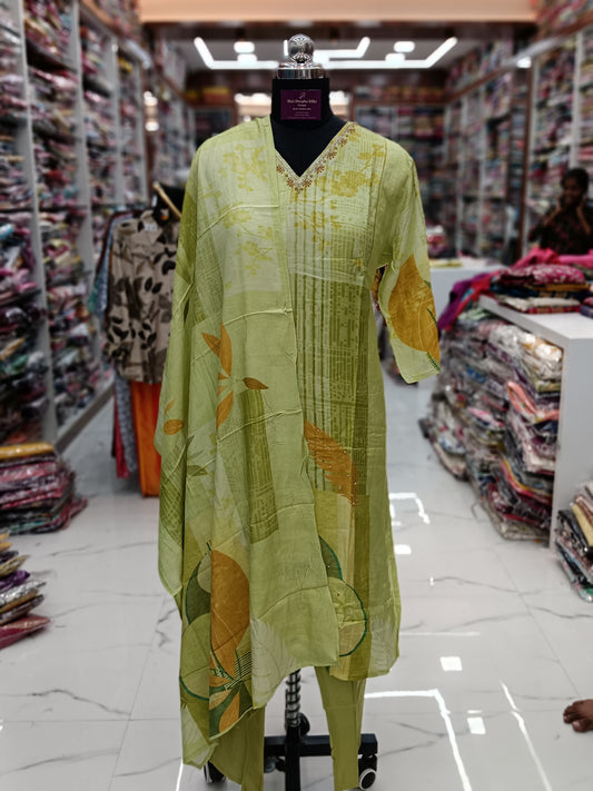 Premium Party Wear Pure Muslin Digital Print 3 Pcs Salwar Set