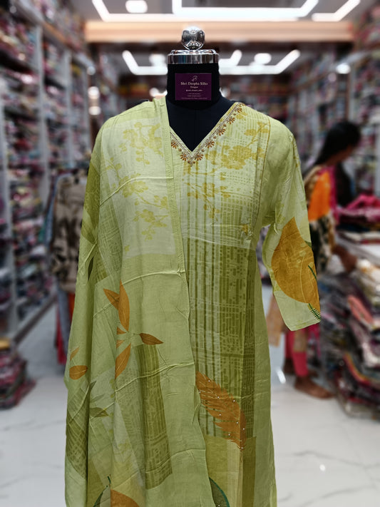Premium Party Wear Pure Muslin Digital Print 3 Pcs Salwar Set