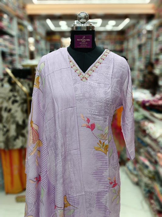 Premium Party Wear Pure Muslin Digital Print 3 Pcs Salwar Set