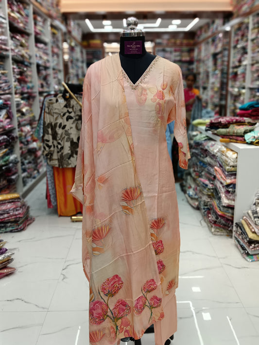 Premium Party Wear Pure Muslin Digital Print 3 Pcs Salwar Set