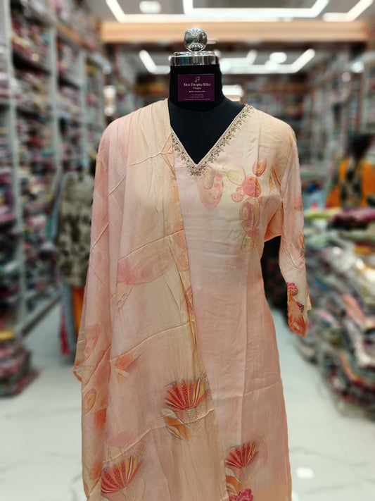 Premium Party Wear Pure Muslin Digital Print 3 Pcs Salwar Set