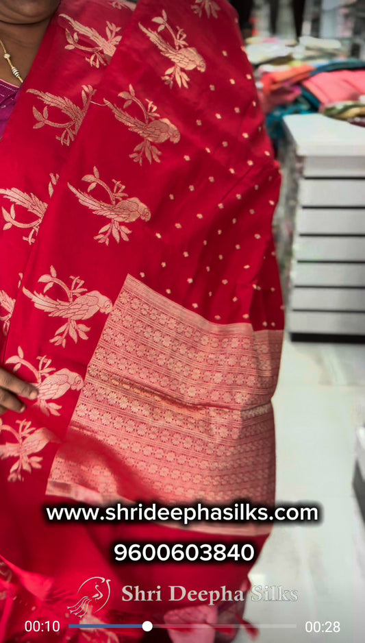 Parrot Tussar Silk Saree