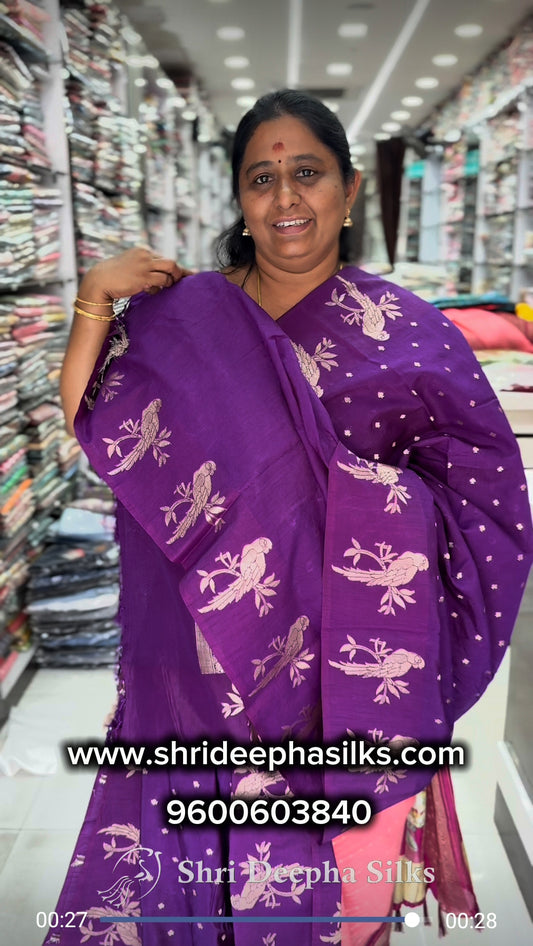 Parrot Tussar Silk Saree