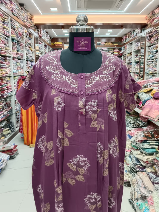 Spun Cotton Front Pleated Nighty