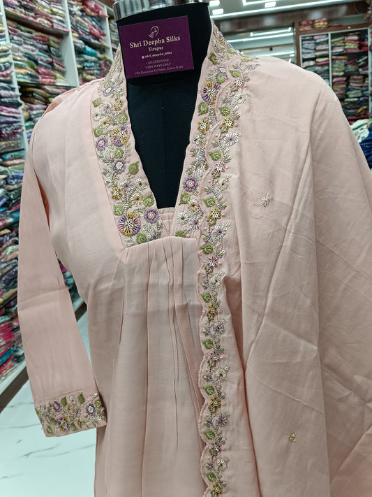 Premium Party Wear High Neck Embroidery 3 Pcs Salwar Set