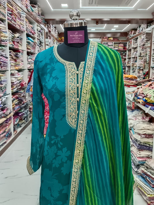 Premium Party Wear Pure Silk Embroidery 3 Pcs Salwar Set