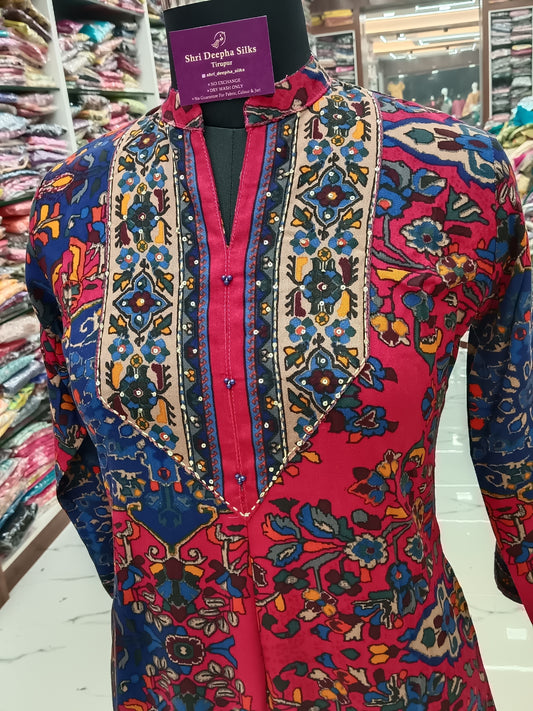 Kashmiri Pink Aline Kurti - ALKT68