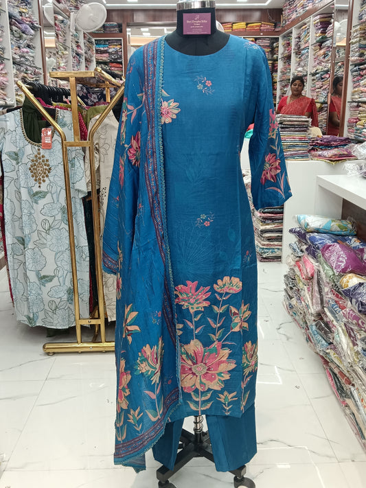 Premium Party Wear 3 Pcs Blue Salwar Set - PPSS02