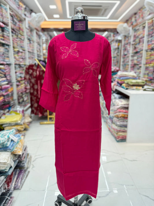 Shimmer Silk Straight Cut Kurti - SCKT77