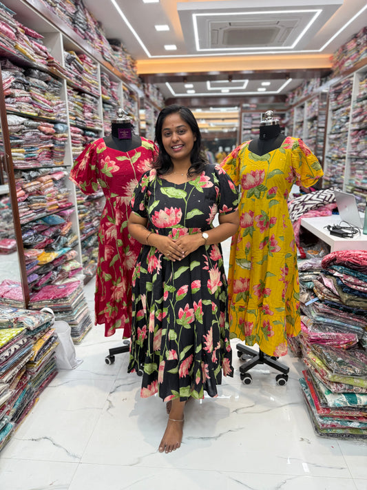 Jaipur Cotton Black Puff Midi - JPM03