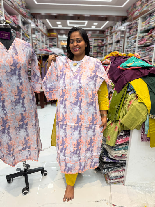 Premium Khadi Cotton V Neck Kurti - KC02