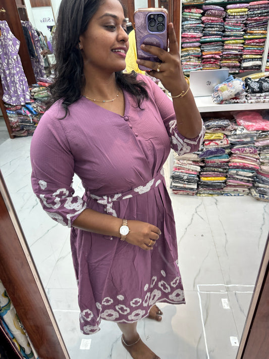 Soft Crinkle Dusty Purple Western Midi - WM01