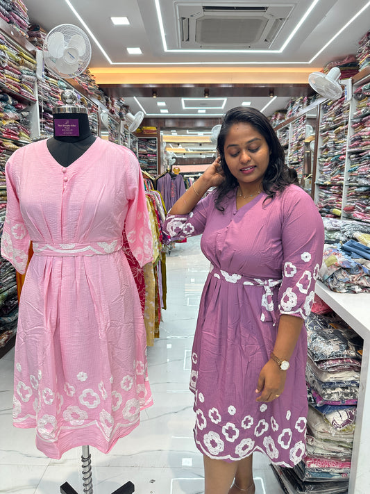 Soft Crinkle Dusty Purple Western Midi - WM01