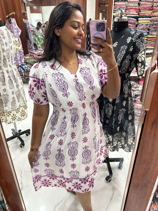 White & Lilac Western Midi - WM19