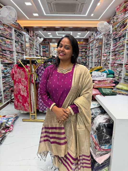 Magenta Silk Butta 3 Pcs Salwar Set - SBSS01