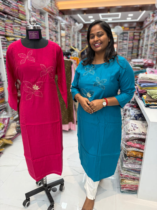 Shimmer Silk Straight Cut Kurti - SCKT76