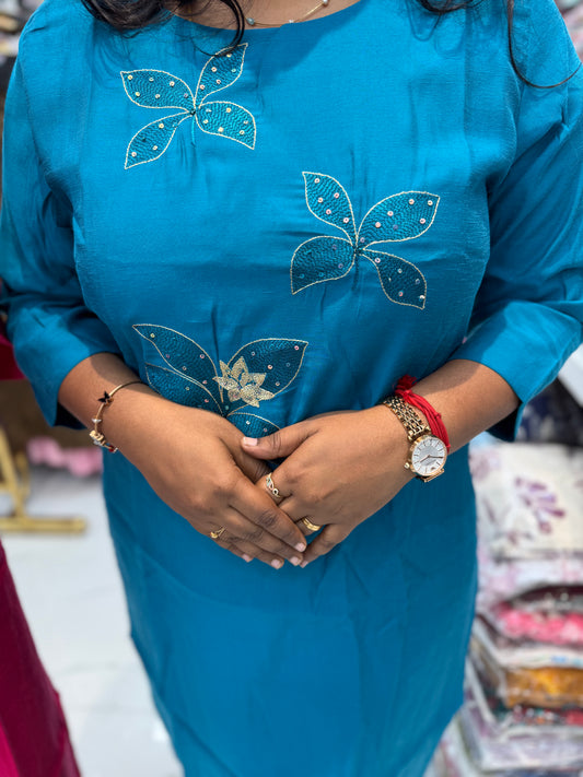 Shimmer Silk Straight Cut Kurti - SCKT76