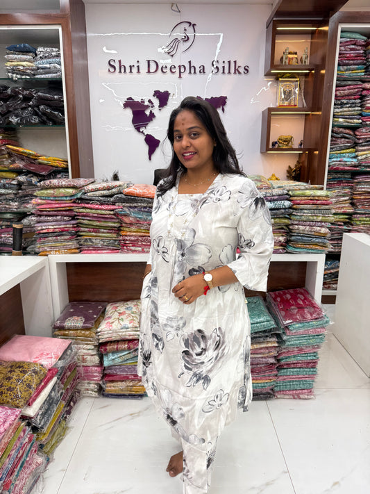 White Spun Cotton Co Ord Set - SCCS01