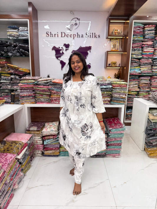 White Spun Cotton Co Ord Set - SCCS01