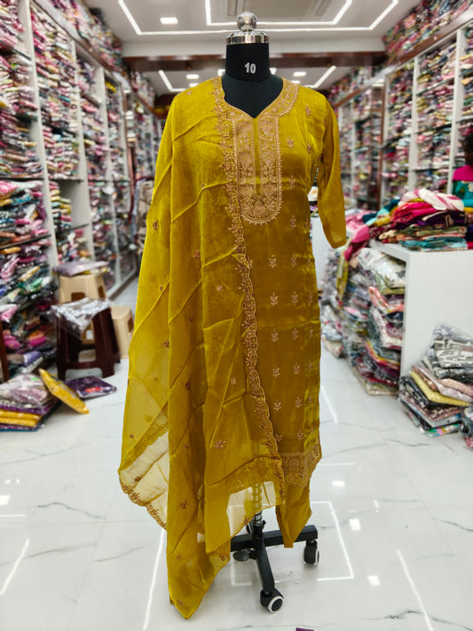 Premium Party Wear Pure Organza 3 Pcs Salwar Set