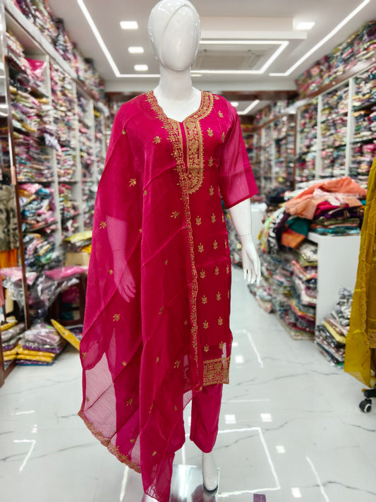 Premium Party Wear Pure Organza 3 Pcs Salwar Set