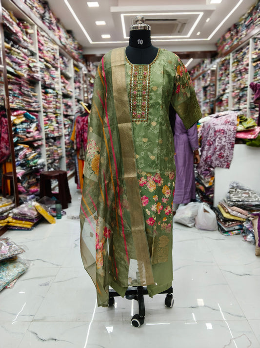 Premium Party Wear Pure Muslin Digital Print 3 Pcs Salwar Set