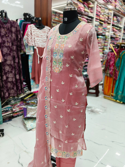 Premium Party Wear Pure Organza 3 Pcs Salwar Set