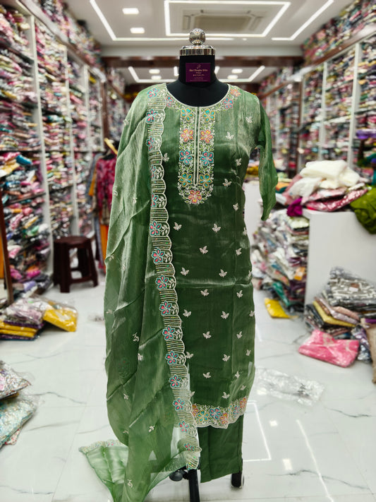 Premium Party Wear Pure Organza 3 Pcs Salwar Set