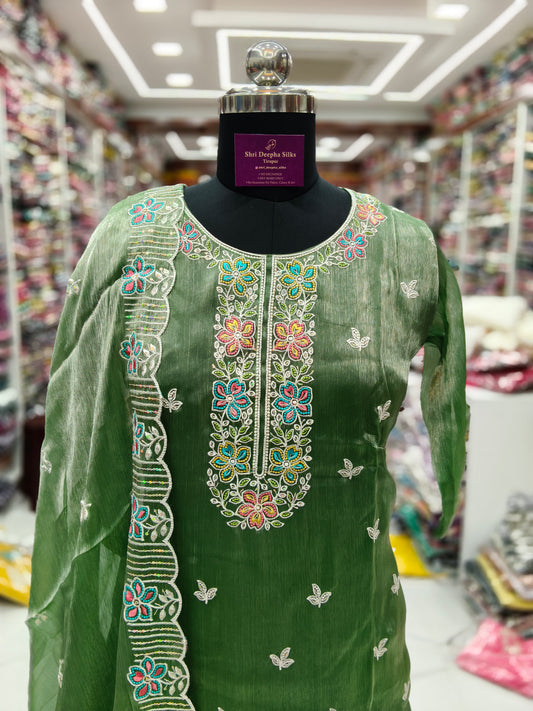 Premium Party Wear Pure Organza 3 Pcs Salwar Set