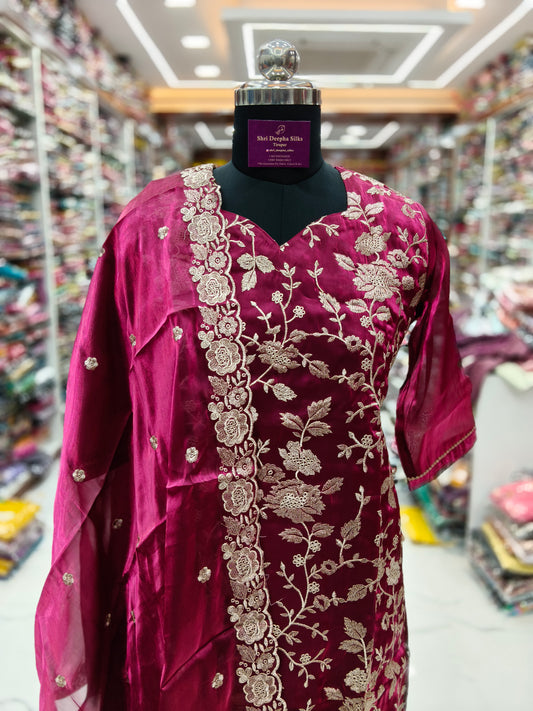 Premium Party Wear Pure Organza 3 Pcs Salwar Set