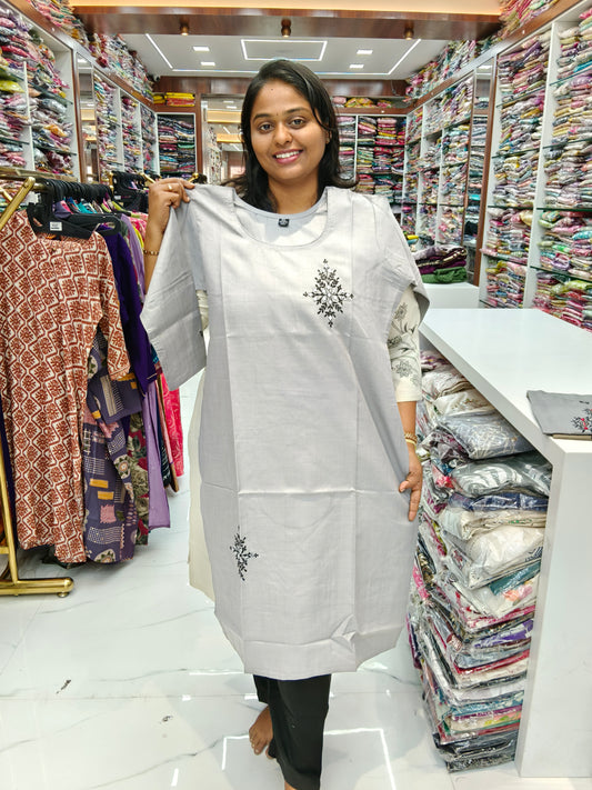 Budget Linen Cotton Kurti Grey -BLK20