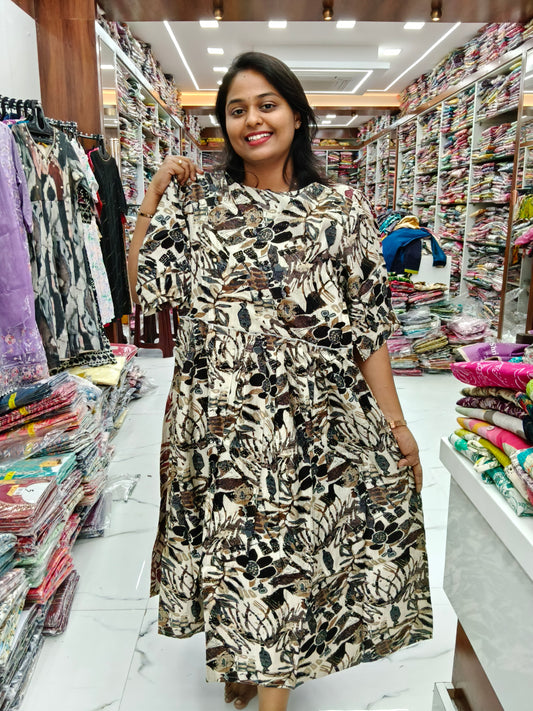 Cream & Black Fluffy Midi - FM02