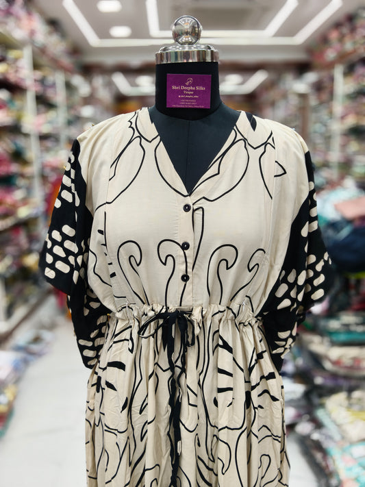 Premium Spun Cotton Feeding Kaftan Midi - FM17