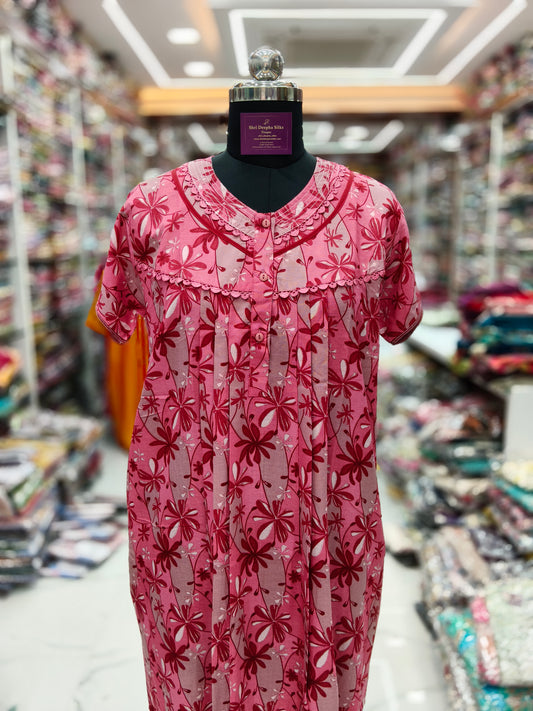 Spun Cotton Front Pleated Nighty