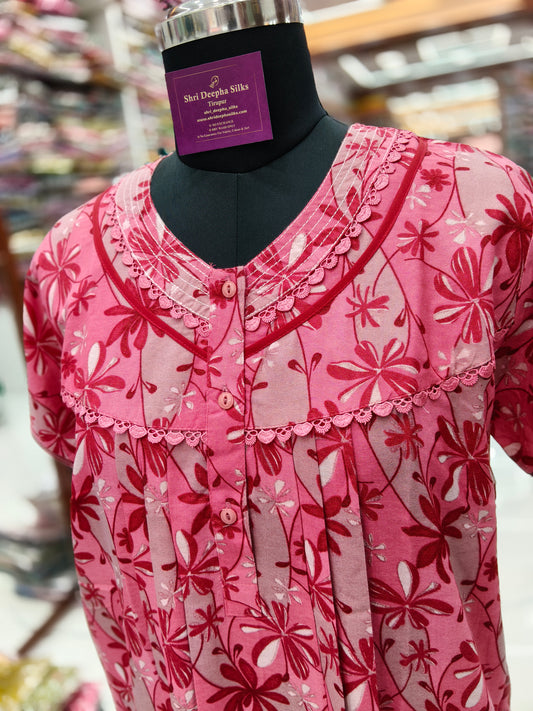 Spun Cotton Front Pleated Nighty