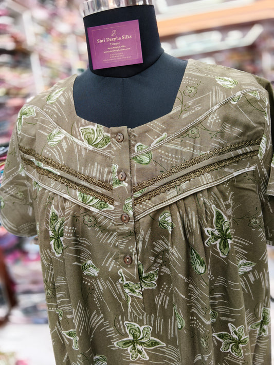 Spun Cotton Front Pleated Nighty