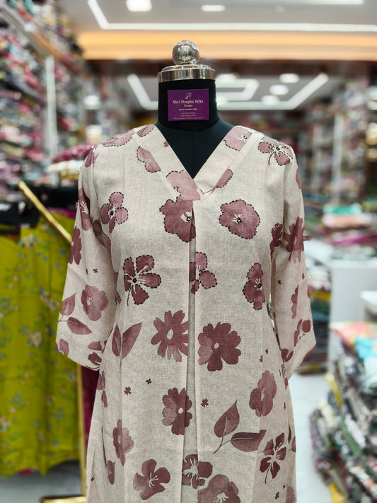 Linen Cotton Aline Kurti - ALKT67