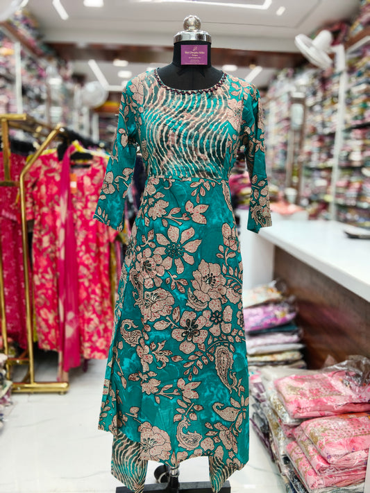 Pure Cotton 3 Pcs Anarkali Set