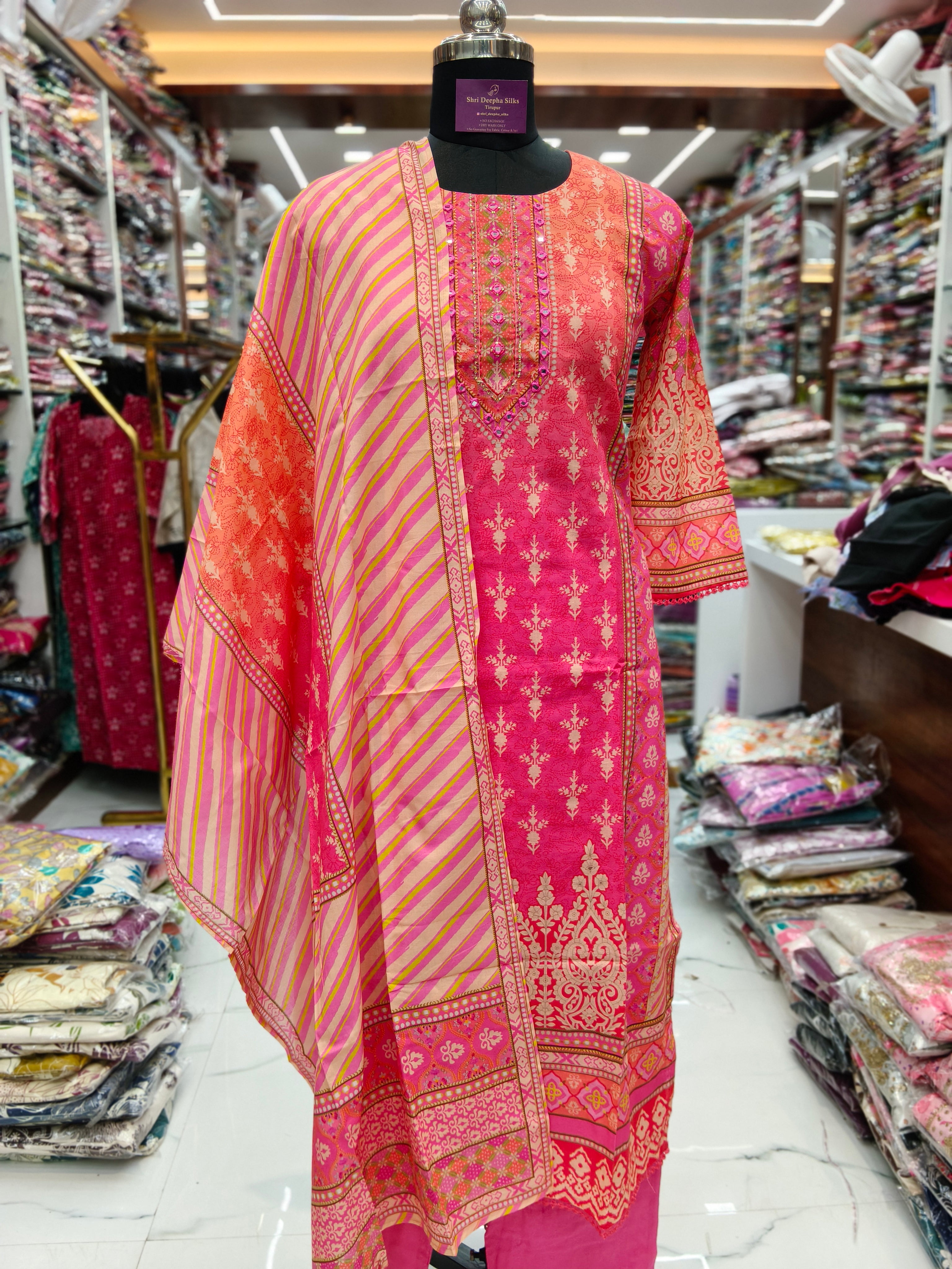 Pure Cotton 3 Pcs Salwar Set - PCS15 – Shri Deepha Silks