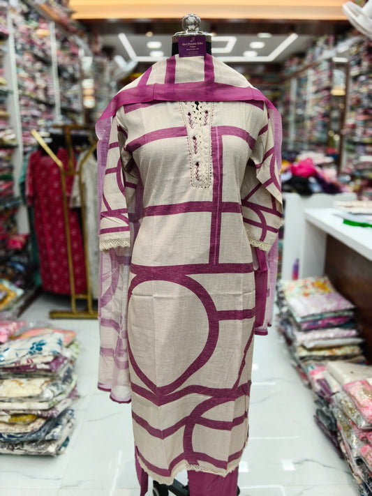 Pure Cotton 3 Pcs Salwar Set - PCS16