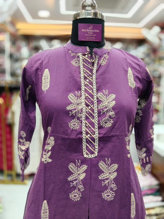 Pure Cotton 2 Pcs Anarkali Set - AS10