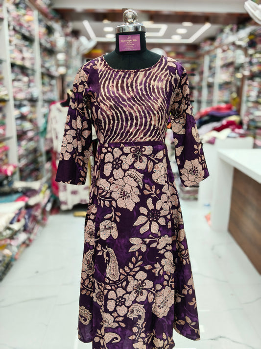 Pure Cotton 3 Pcs Anarkali Set