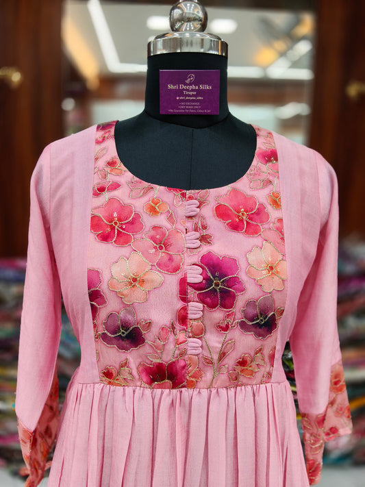 Pure Pink Chinon Silk Acrylic Maxi - AM06