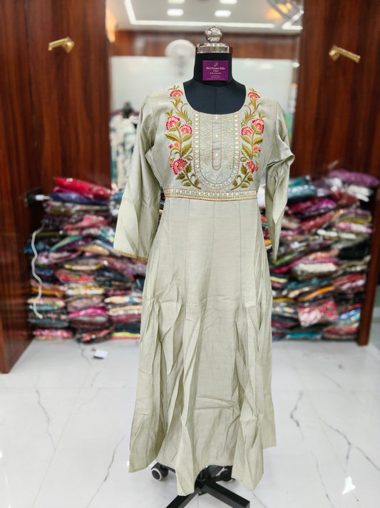 Pure Pista Green Chinon Silk Acrylic Maxi - AM04